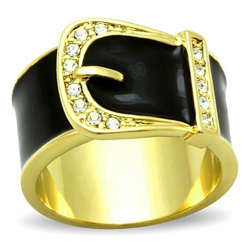 TK1396 - IP Gold(Ion Plating) Stainless Steel Ring with Top Grade Crystal in Clear-0