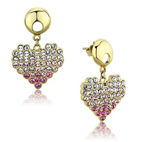 TK1456 - IP Gold(Ion Plating) Stainless Steel Earrings with Top Grade Crystal in Multi Color-0