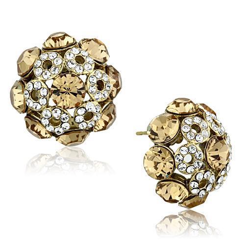 TK1458 - IP Gold(Ion Plating) Stainless Steel Earrings with Top Grade Crystal in Citrine Yellow-0