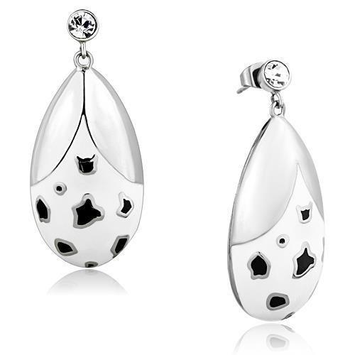 TK1462 - High polished (no plating) Stainless Steel Earrings with Top Grade Crystal in Clear-0