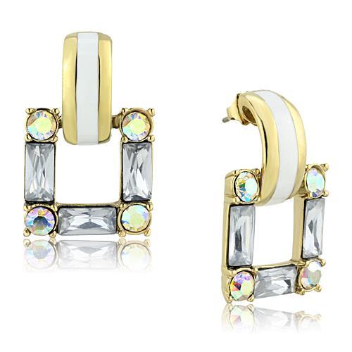 TK1465 - IP Gold(Ion Plating) Stainless Steel Earrings with Top Grade Crystal in Clear-0