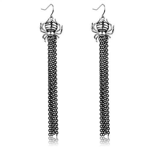TK1481 - Two-Tone IP Black Stainless Steel Earrings with Epoxy in Jet-0