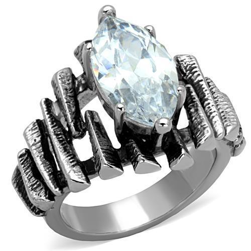 TK1516 - High polished (no plating) Stainless Steel Ring with AAA Grade CZ in Clear-0