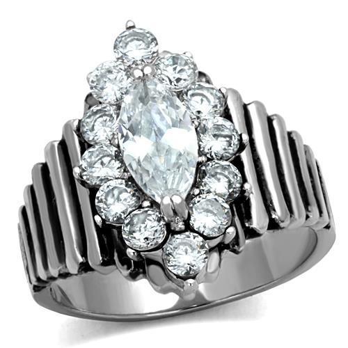 TK1517 - High polished (no plating) Stainless Steel Ring with AAA Grade CZ in Clear-0