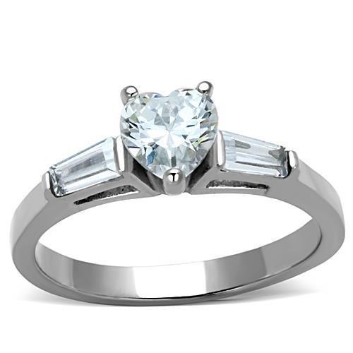 TK1541 - High polished (no plating) Stainless Steel Ring with AAA Grade CZ in Clear-0
