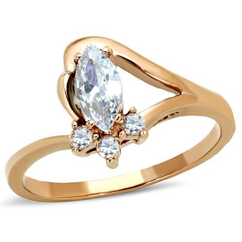 TK1590 - IP Rose Gold(Ion Plating) Stainless Steel Ring with AAA Grade CZ in Clear-0