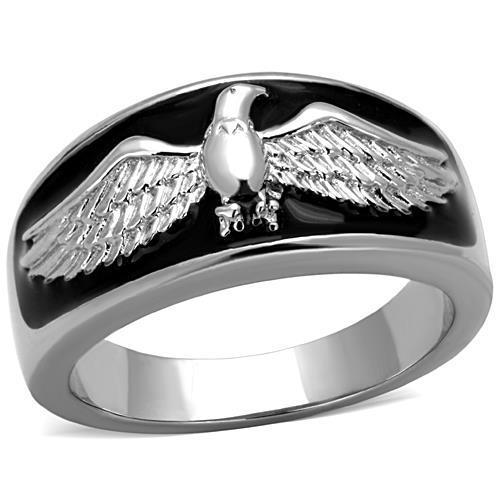 TK1597 - High polished (no plating) Stainless Steel Ring with Epoxy in Jet-0