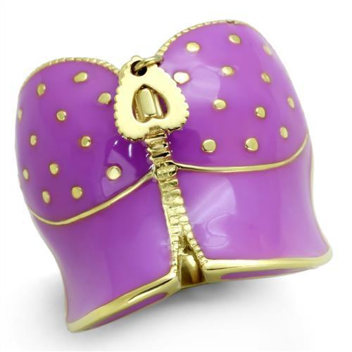 TK1621 - IP Gold(Ion Plating) Stainless Steel Ring with Epoxy in Amethyst-0