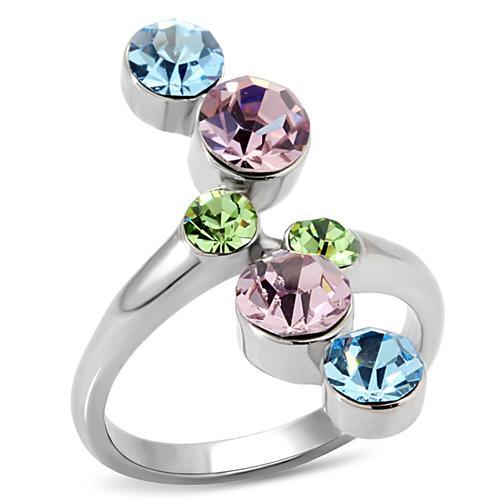 TK163 - Rhodium Brass, AAA CZ , Multi Color - TK163-0