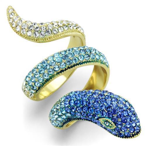 TK1641 - IP Gold(Ion Plating) Stainless Steel Ring with Top Grade Crystal in Multi Color-0