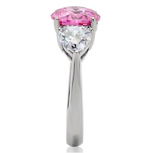 TK164 - High polished (no plating) Stainless Steel Ring with AAA Grade CZ in Rose-4