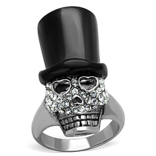 TK1662 - Two-Tone IP Black Stainless Steel Ring with Top Grade Crystal in Clear-0