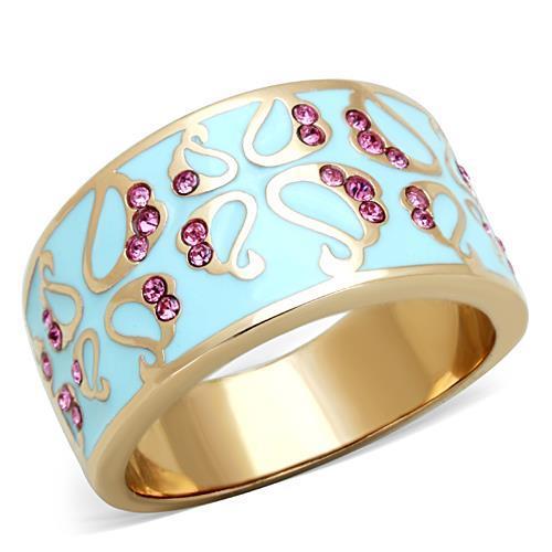 TK1689 - IP Rose Gold(Ion Plating) Stainless Steel Ring with Top Grade Crystal in Rose-0