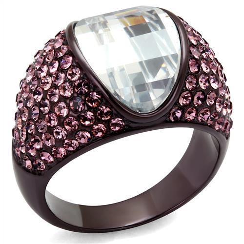 TK1692DC - IP Dark Brown (IP coffee) Stainless Steel Ring with AAA Grade CZ in Clear-0