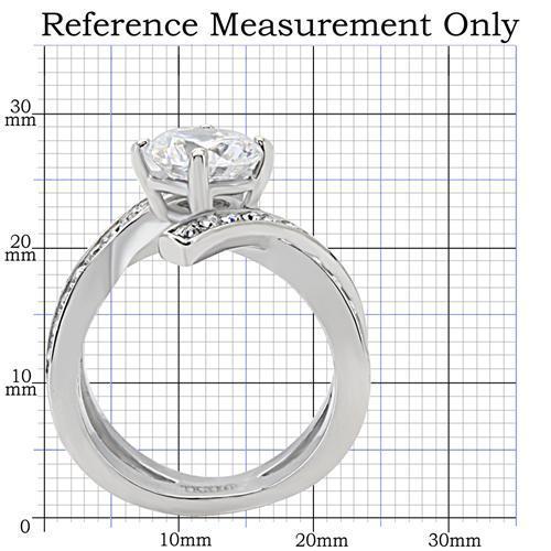 TK169 - High polished (no plating) Stainless Steel Ring with AAA Grade CZ in Clear-1