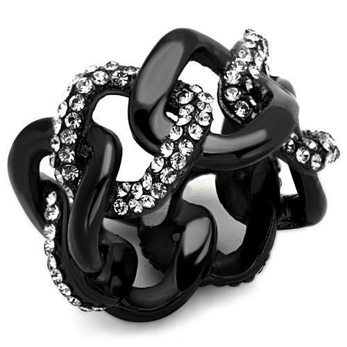 TK1731 - IP Black(Ion Plating) Stainless Steel Ring with Top Grade Crystal in Black Diamond-0