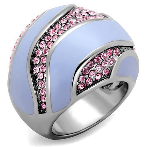 TK1744 - High polished (no plating) Stainless Steel Ring with Top Grade Crystal in Light Rose-0