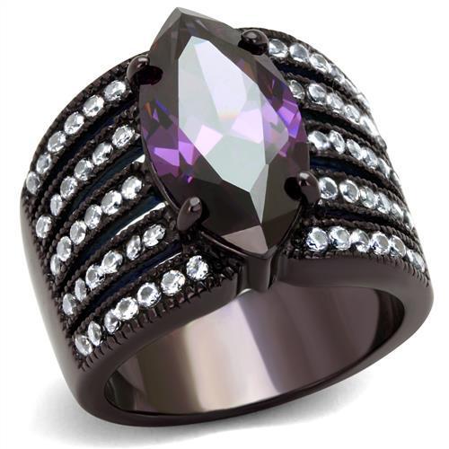 TK1752DC - IP Dark Brown (IP coffee) Stainless Steel Ring with AAA Grade CZ in Amethyst-0
