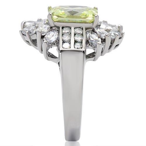 TK176 - High polished (no plating) Stainless Steel Ring with AAA Grade CZ in Apple Green color-4