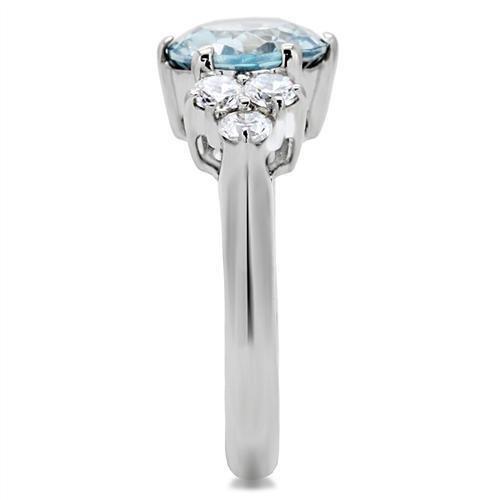 TK179 - High polished (no plating) Stainless Steel Ring with Synthetic Spinel in London Blue-4