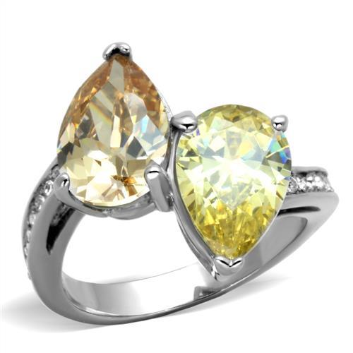 TK1820 - High polished (no plating) Stainless Steel Ring with AAA Grade CZ in Multi Color-0