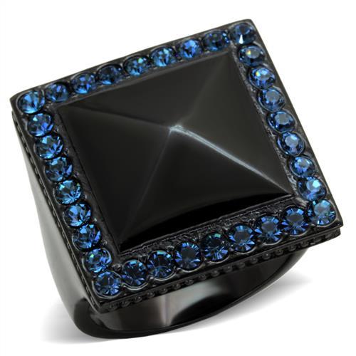 TK1841 - IP Black(Ion Plating) Stainless Steel Ring with Top Grade Crystal in Montana-0
