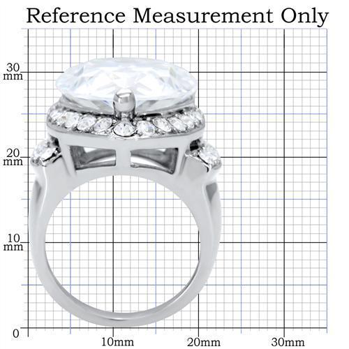 TK184 - High polished (no plating) Stainless Steel Ring with AAA Grade CZ in Clear-1