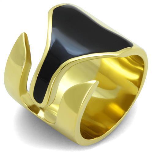TK1860 - IP Gold(Ion Plating) Stainless Steel Ring with Epoxy in Jet-0
