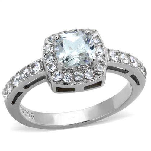 TK1899N - High-Polished Stainless Steel Ring with AAA Grade CZ in Clear-0