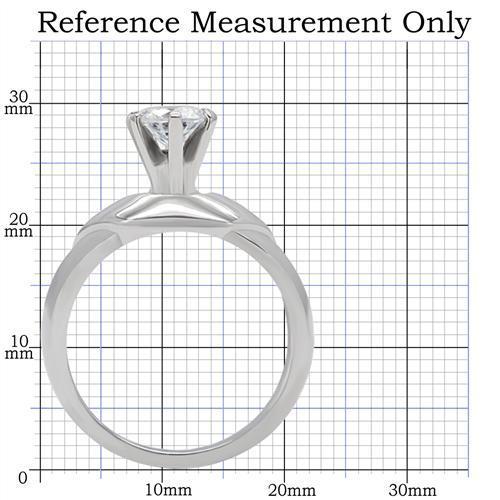 TK191 - High polished (no plating) Stainless Steel Ring with AAA Grade CZ in Clear-1