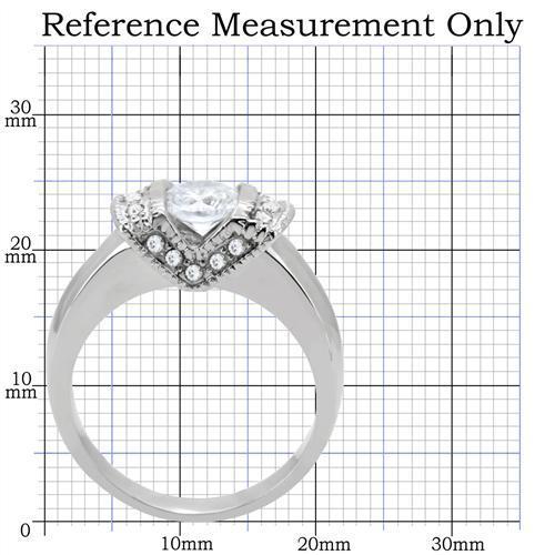TK194 - High polished (no plating) Stainless Steel Ring with AAA Grade CZ in Clear-1