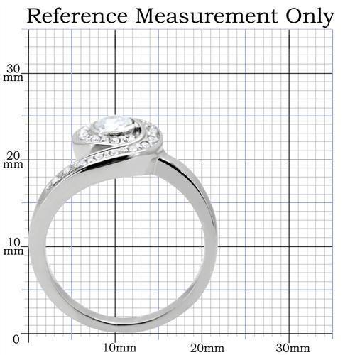 TK195 - High polished (no plating) Stainless Steel Ring with AAA Grade CZ in Clear-1
