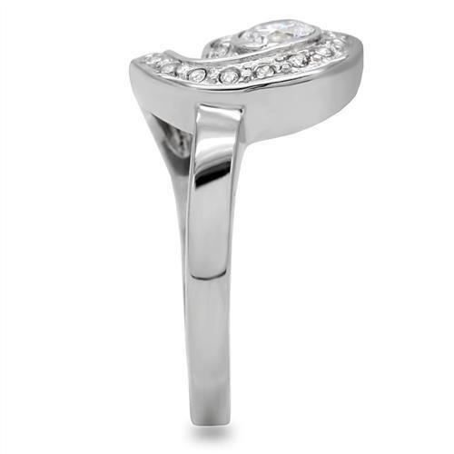 TK195 - High polished (no plating) Stainless Steel Ring with AAA Grade CZ in Clear-4