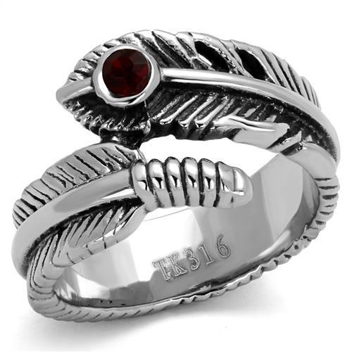 TK1967 - High polished (no plating) Stainless Steel Ring with Top Grade Crystal in Siam-0