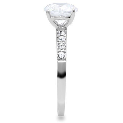 TK198 - High polished (no plating) Stainless Steel Ring with AAA Grade CZ in Clear-4