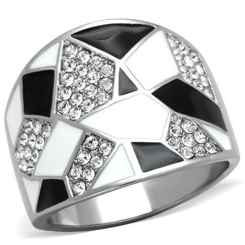 TK2024 - High polished (no plating) Stainless Steel Ring with Top Grade Crystal in Clear-0