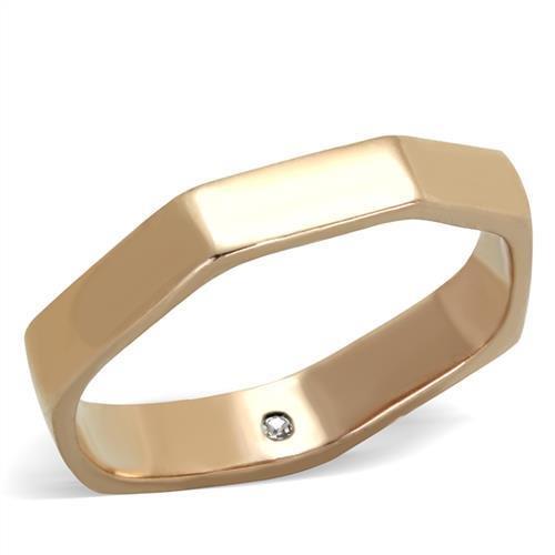 TK2030 - IP Rose Gold(Ion Plating) Stainless Steel Ring with Top Grade Crystal in Clear-0