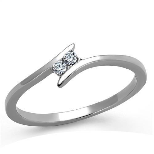 TK2121 - High polished (no plating) Stainless Steel Ring with AAA Grade CZ in Clear-0