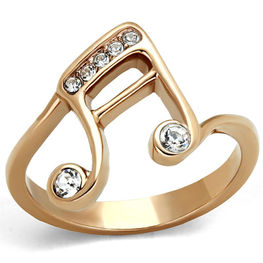 TK2130 - IP Rose Gold(Ion Plating) Stainless Steel Ring with Top Grade Crystal in Clear-0
