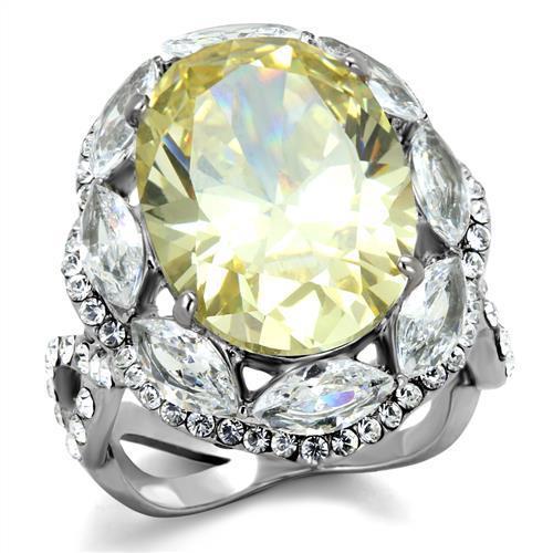 TK2162 - High polished (no plating) Stainless Steel Ring with AAA Grade CZ in Citrine Yellow-0