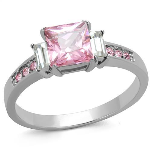 TK2169 - High polished (no plating) Stainless Steel Ring with AAA Grade CZ in Rose-0