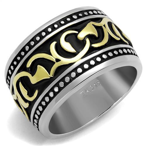 TK2234 - Two-Tone IP Gold (Ion Plating) Stainless Steel Ring with Epoxy in Jet-0