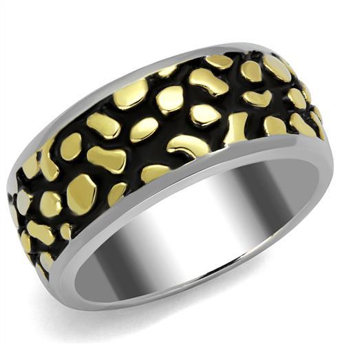 TK2238 - Two-Tone IP Gold (Ion Plating) Stainless Steel Ring with Epoxy in Jet-0