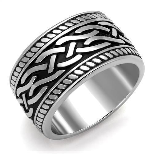 TK2239 - High polished (no plating) Stainless Steel Ring with Epoxy in Jet-0