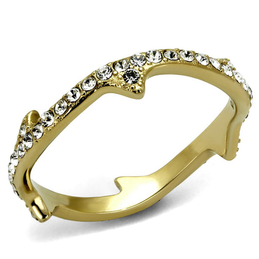 TK2255 - IP Gold(Ion Plating) Stainless Steel Ring with Top Grade Crystal in Clear-0