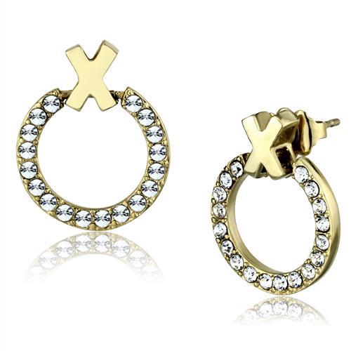 TK2271 - IP Gold(Ion Plating) Stainless Steel Earrings with Top Grade Crystal in Clear-0