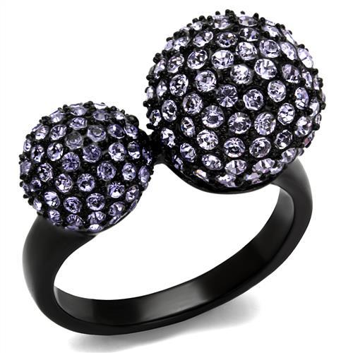 TK2285 - IP Black(Ion Plating) Stainless Steel Ring with Top Grade Crystal in Multi Color-0