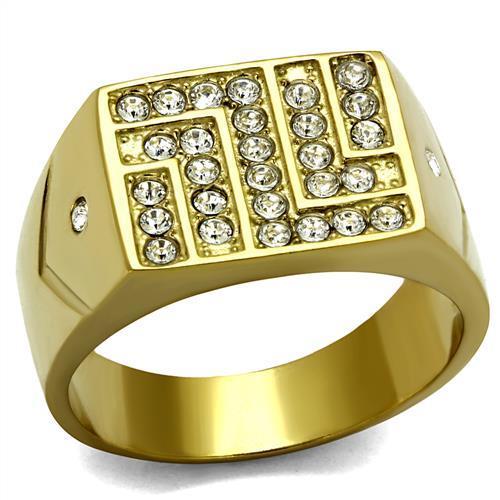 TK2311 - IP Gold(Ion Plating) Stainless Steel Ring with Top Grade Crystal in Clear-0