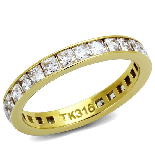 TK2344G - IP Gold(Ion Plating) Stainless Steel Ring with AAA Grade CZ in Clear-0