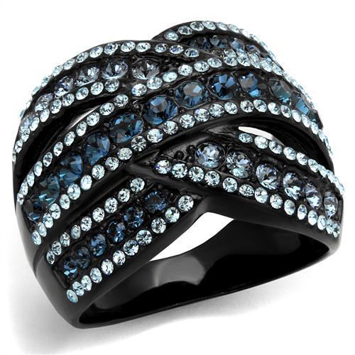 TK2352 - IP Black(Ion Plating) Stainless Steel Ring with Top Grade Crystal in Montana-0
